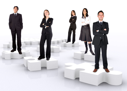 business teamwork on puzzle pieces